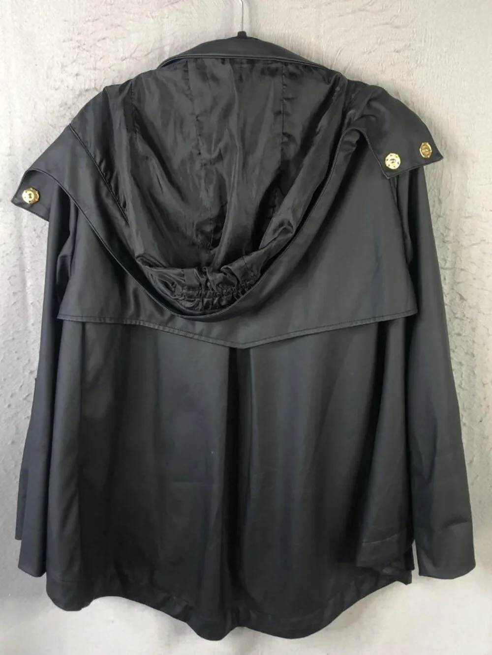 Ciao Milano Coat Women L Black Softshell Hooded Rock Punk Preppy Dark Whimsigoth